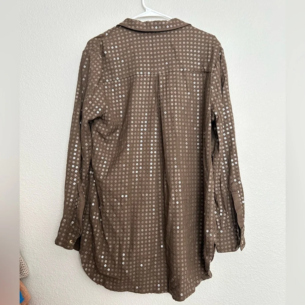 Anthropologie Maeve Arwa Sequined Button Down Shirt‎